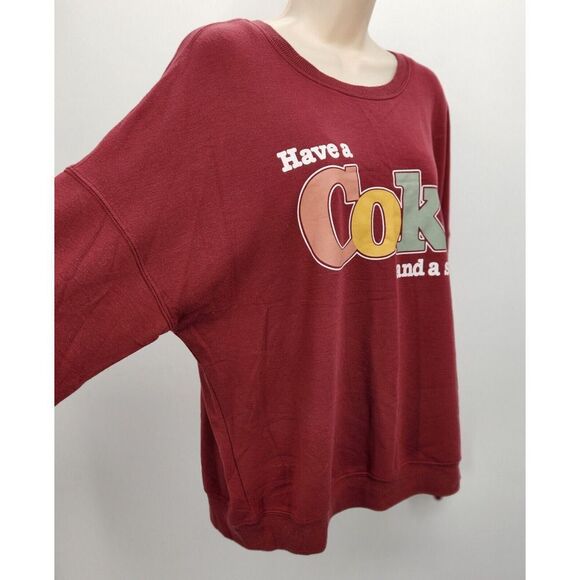 Coca Cola Pullover Sweatshirt Women's Size XL Burgandy Red, Light, Oversized - Picture 3 of 7